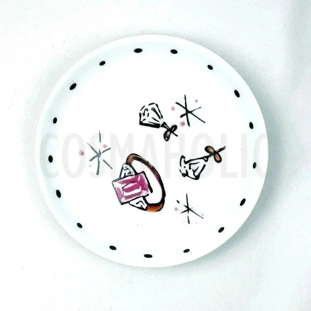 Jewelry Trinket Tray Decorated Ring Earring Print Black White Decor